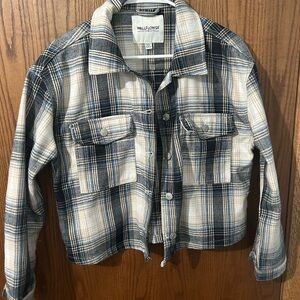 Wallflower Blue and White Plaid Shirt Jacket